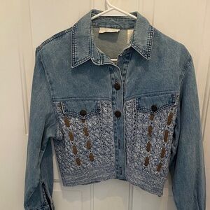 Vintage Denim Jacket With Knitting Details